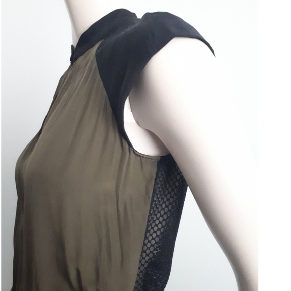 Parker | Two-tone Silk Dress with Mesh Detail - Picture 6 of 10